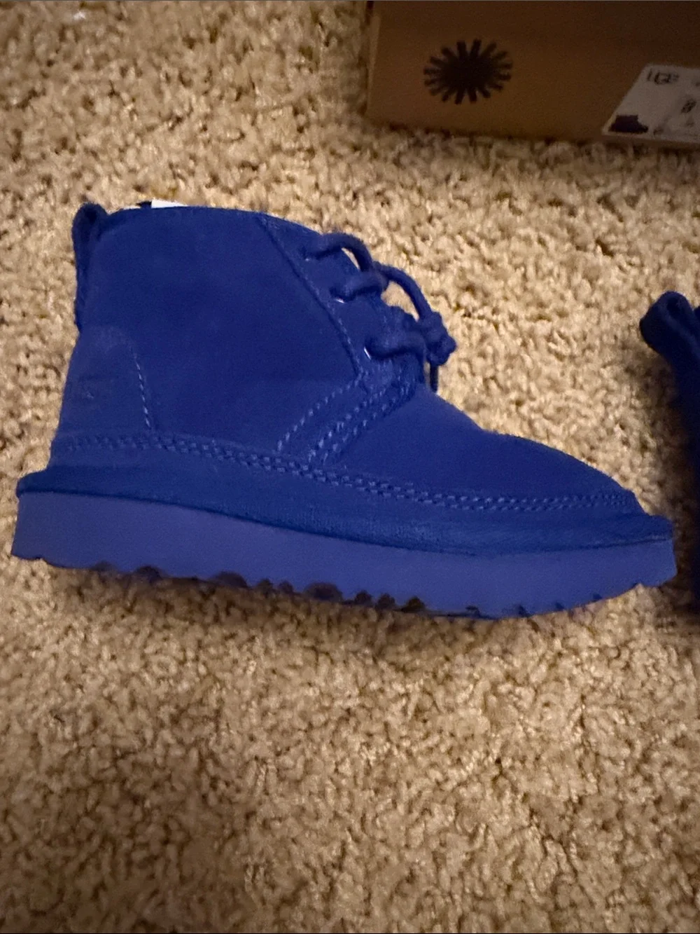 UGG Kids Royal Blue Suede Lace-Up T-Neumel II Boots